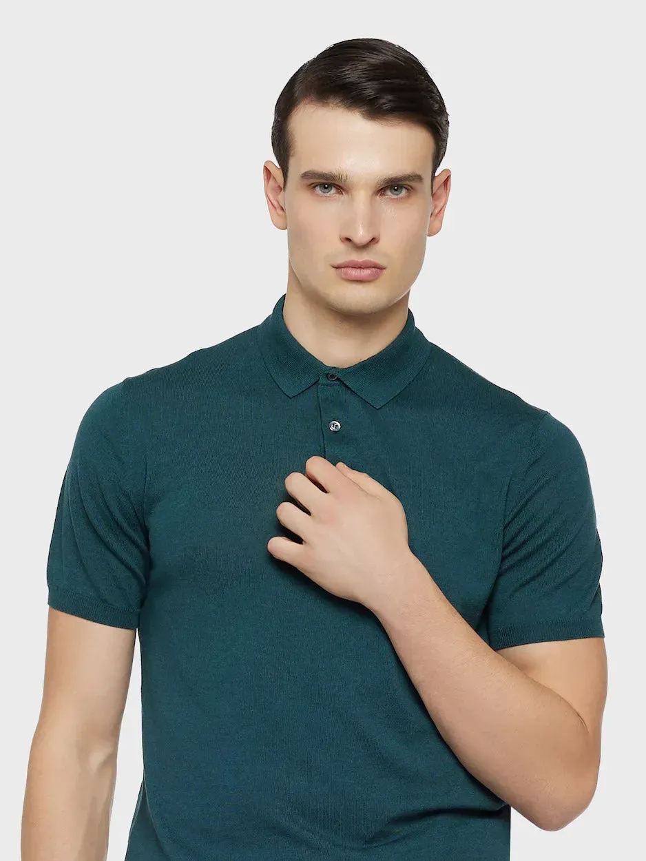 Caruso Butterfly polo seta e cotone verde maniche corte