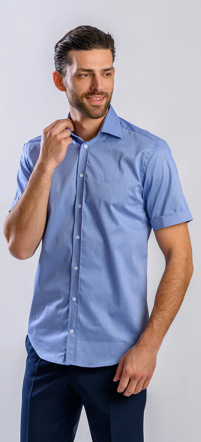 Alain Delon Camicia Righe Manica Corta Extra Slim Fit