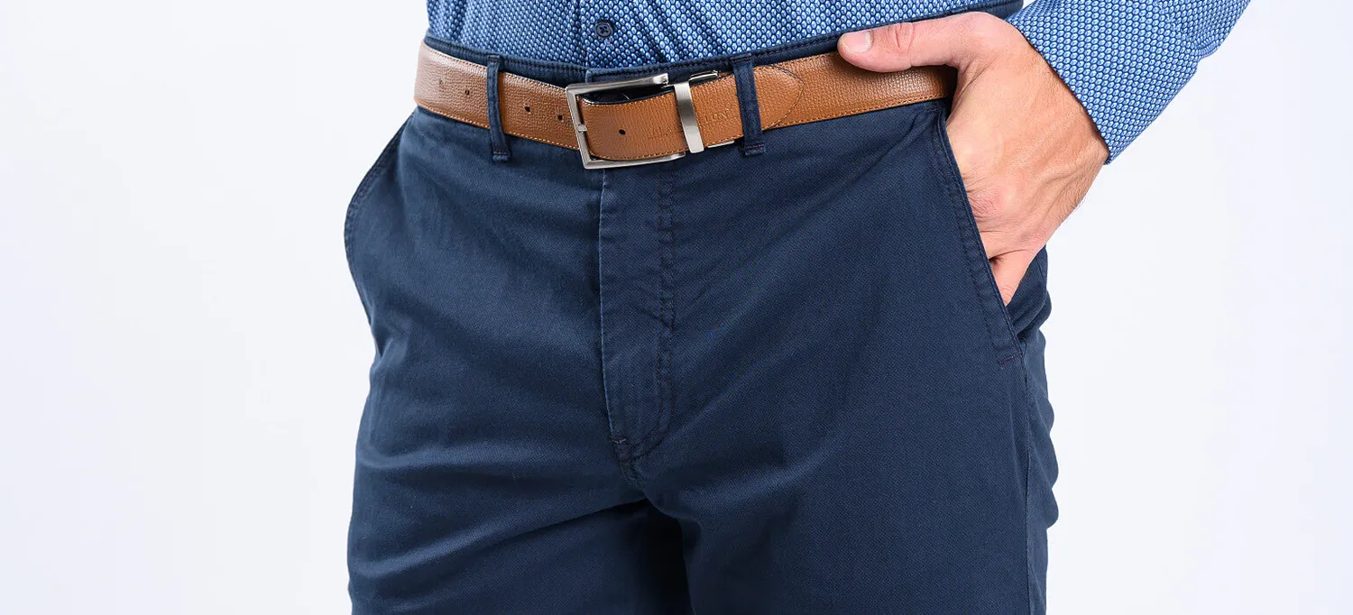 Alain Delon Pantalone Chino Blu Slim Fit Cotone