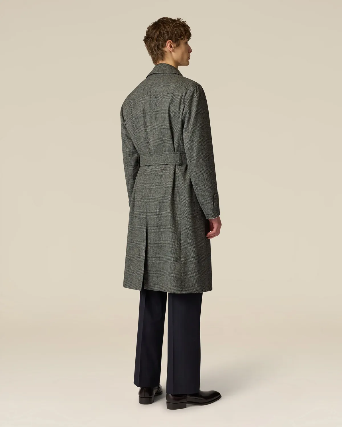 Lardini Trench Nero Lana Stretch Uomo Galles