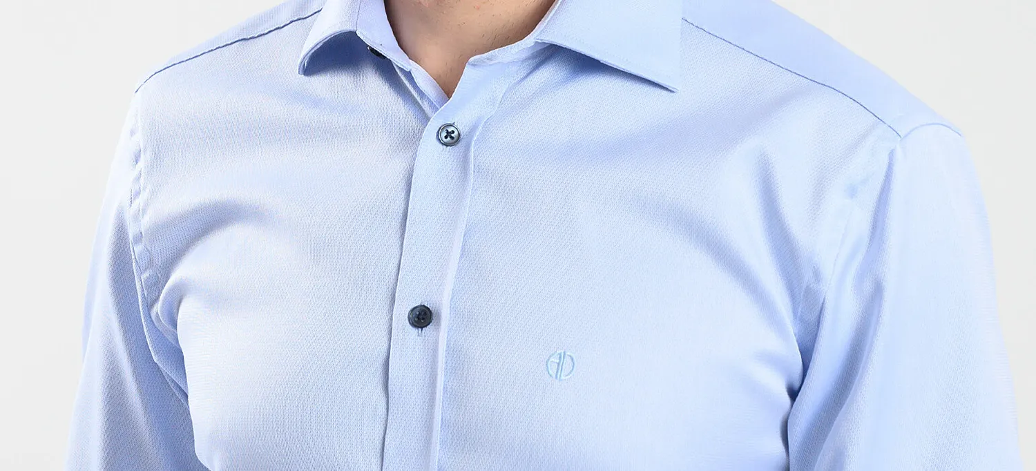 Alain Delon camicia blu microfantasia extra slim Getzner