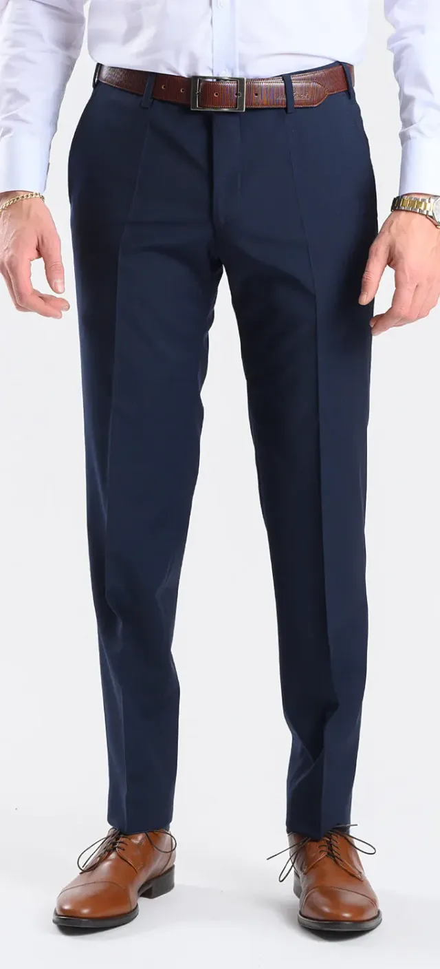 Alain Delon Basic pantaloni abito blu navy misto lana