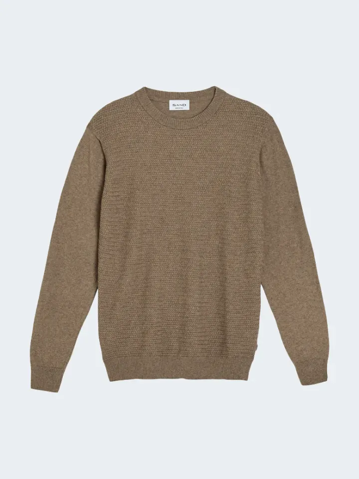 Sand Menswear 5699 Iq Maglione Lana Merino Cammello Chiaro
