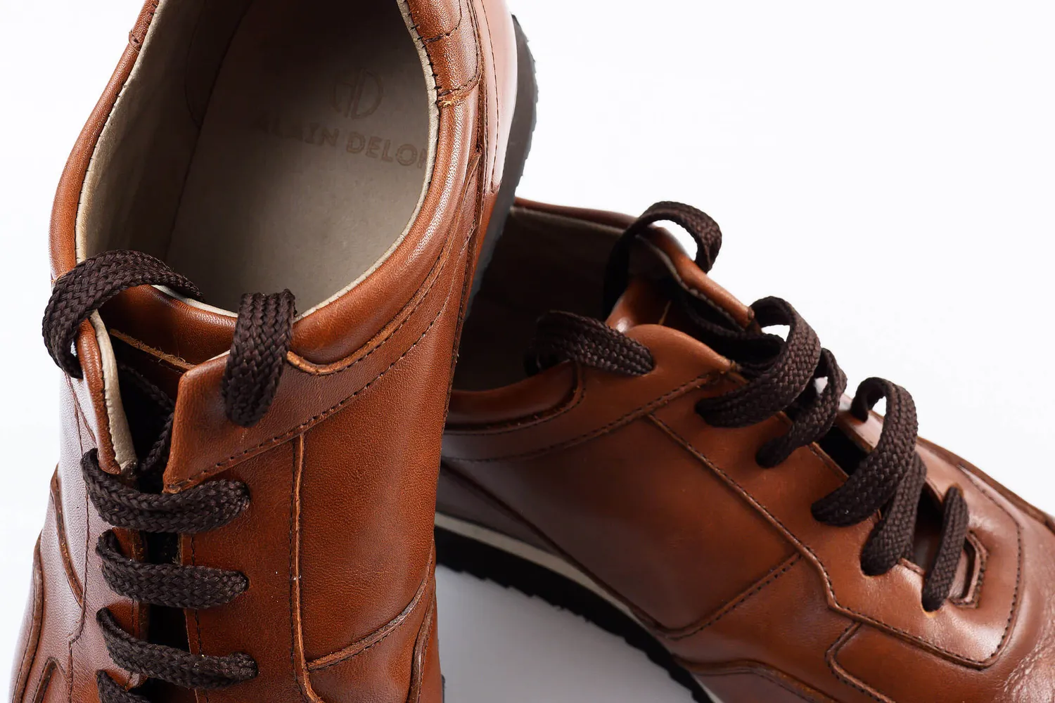 Alain Delon sneakers marrone pelle vitello taglia 46