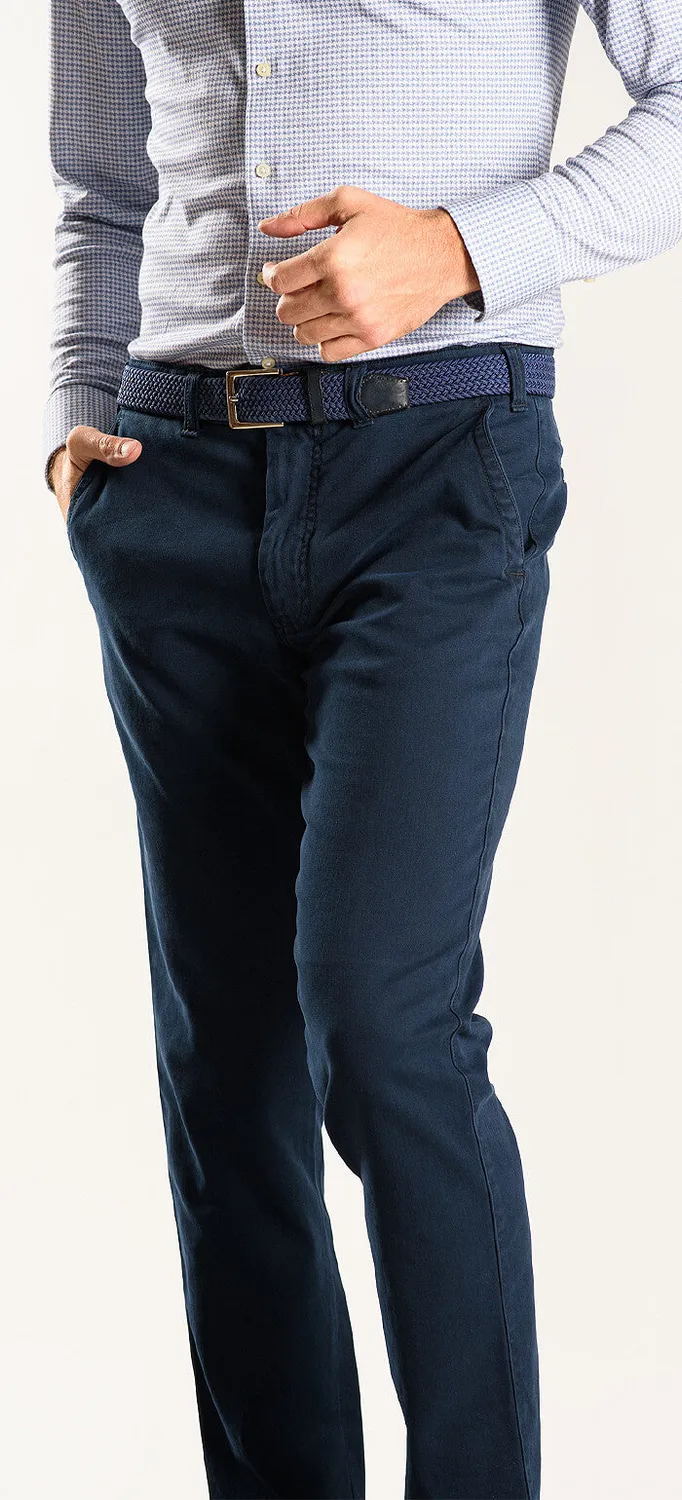 Alain Delon Pantaloni Blu Cotone Uomo Slim 35/34