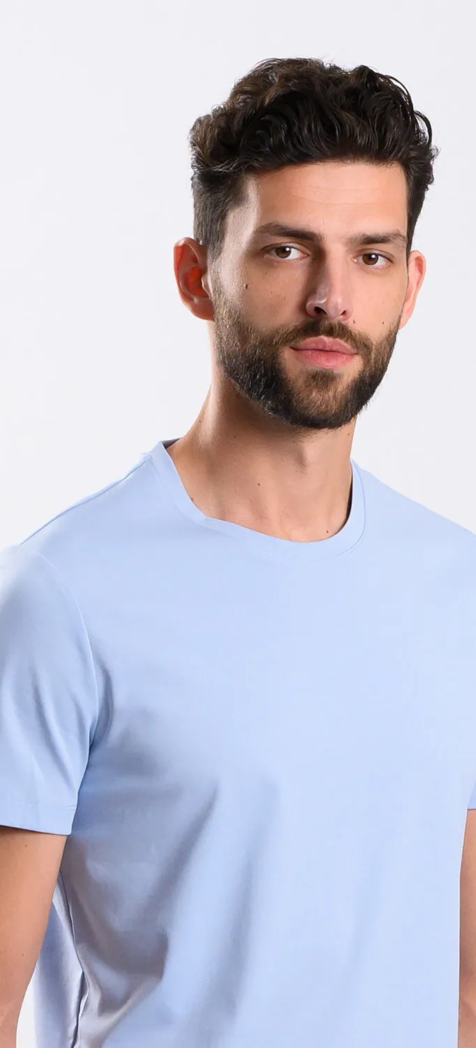 Alain Delon t-shirt azzurra uomo cotone