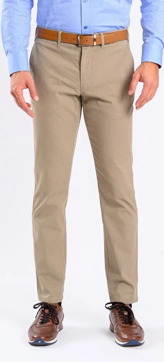 Alain Delon pantalone chino beige slim fit cotone