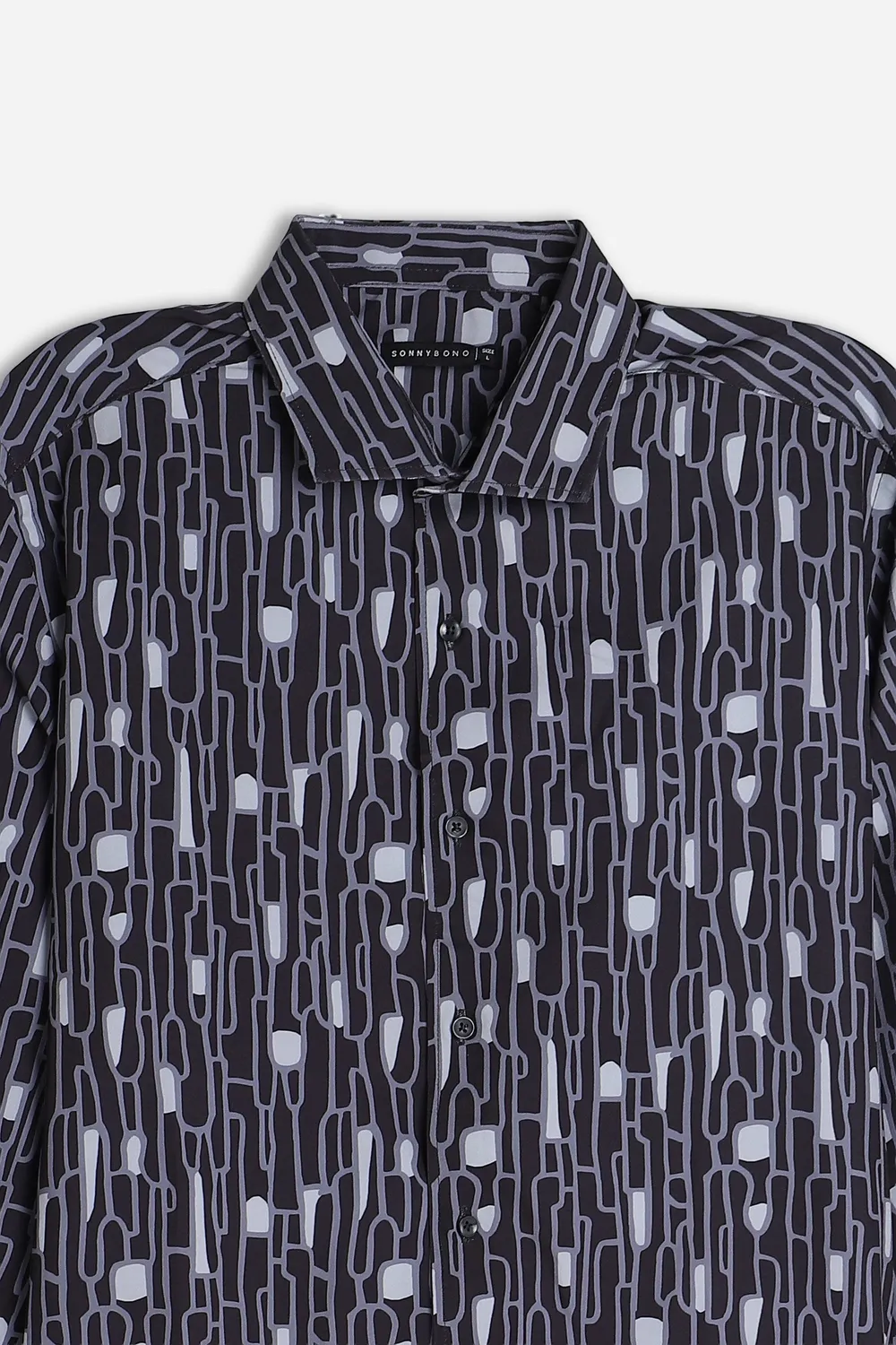 Sonny Bono Camicia Stretch Fantasia Nero sagomata
