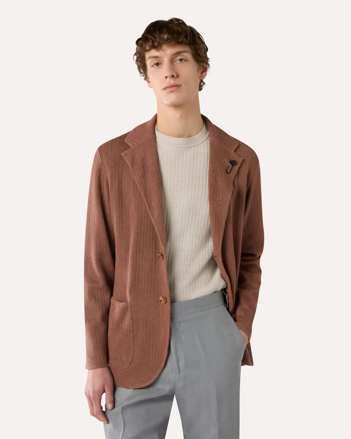 Lardini giacca monopetto lino marrone 2 bottoni