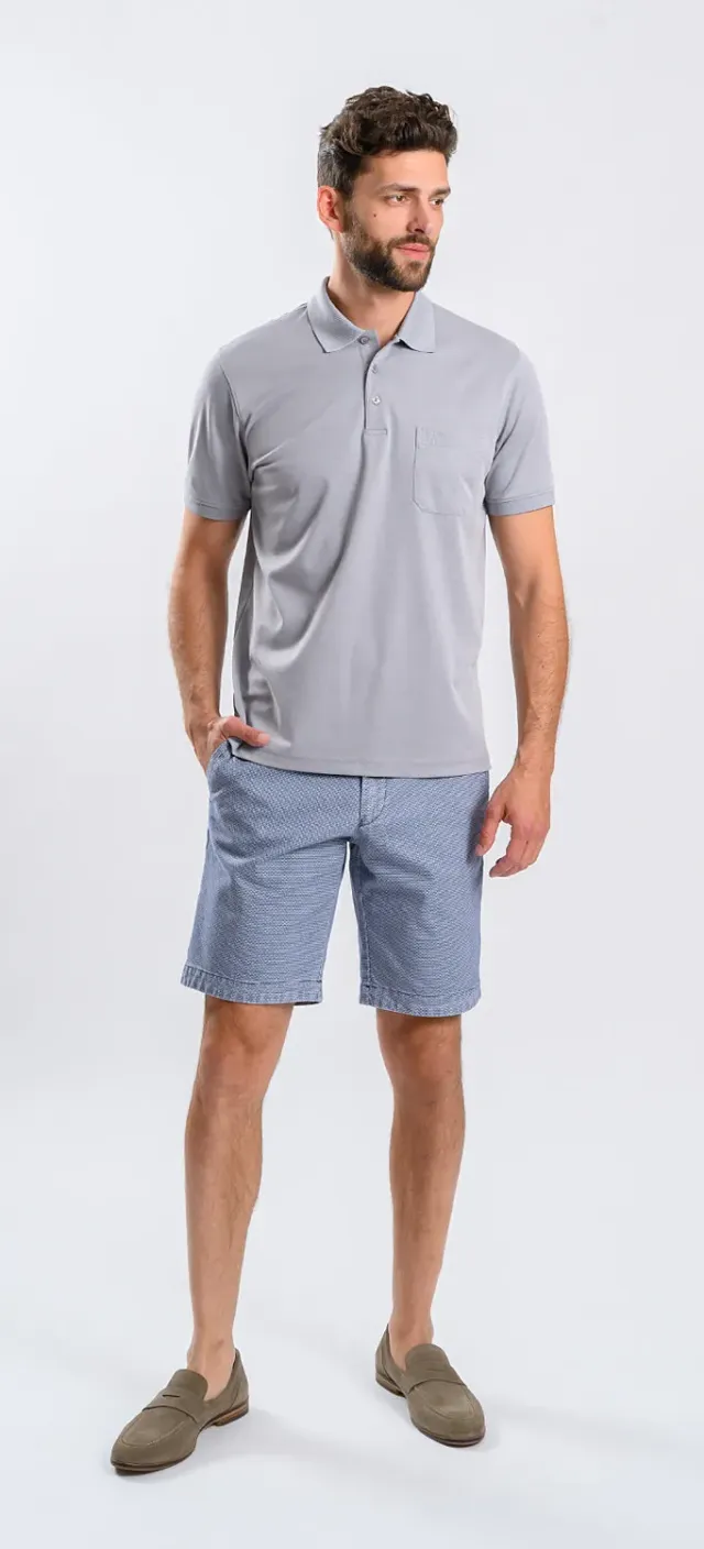 Alain Delon polo grigia slim micropima cotone