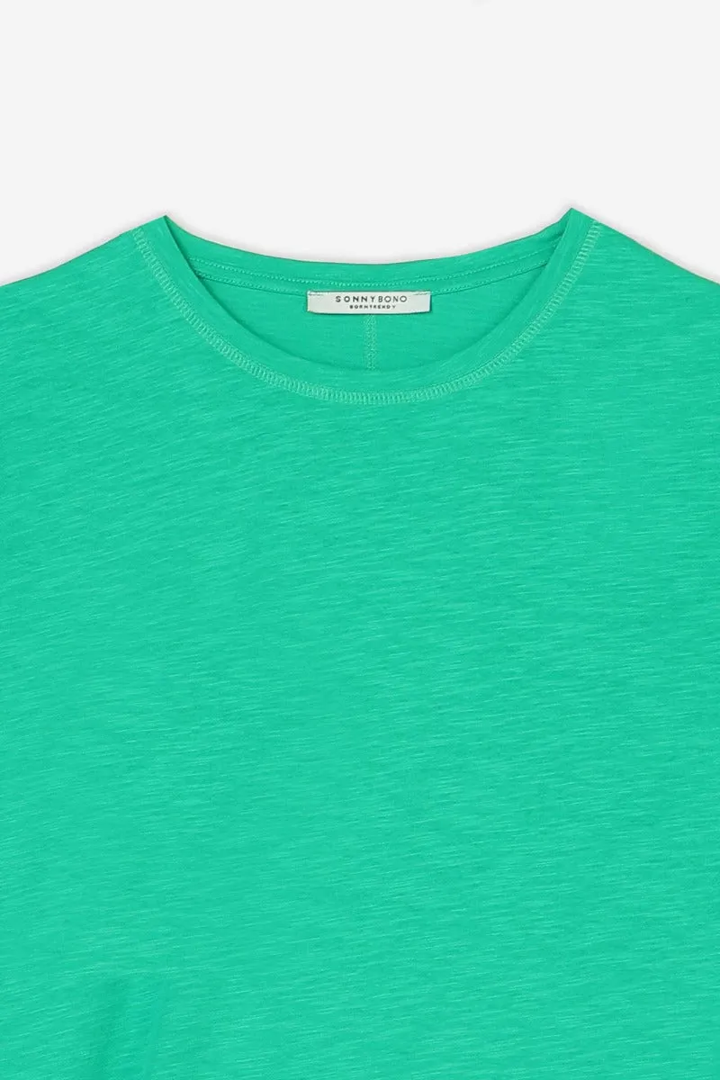 Sonny Bono t-shirt overlock cotone fiammato verde