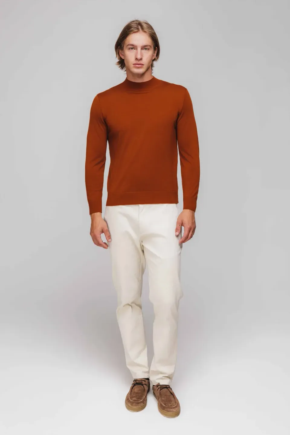 Alain Delon dolcevita mattone uomo maglia a costine