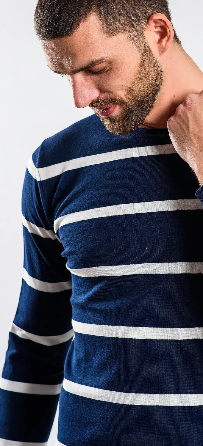 Alain Delon maglione cotone blu navy
