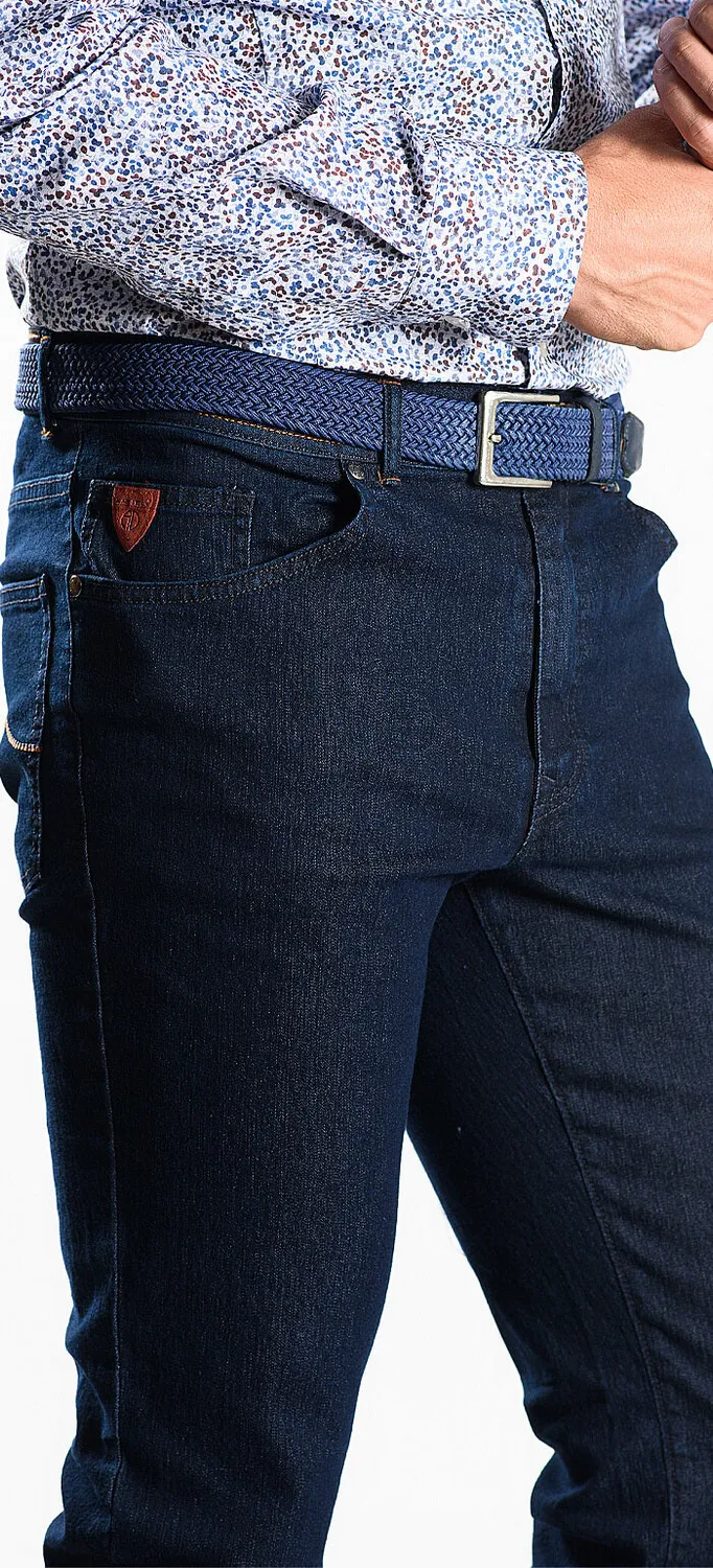 Alain Delon jeans slim blu scuro denim elasticizzato