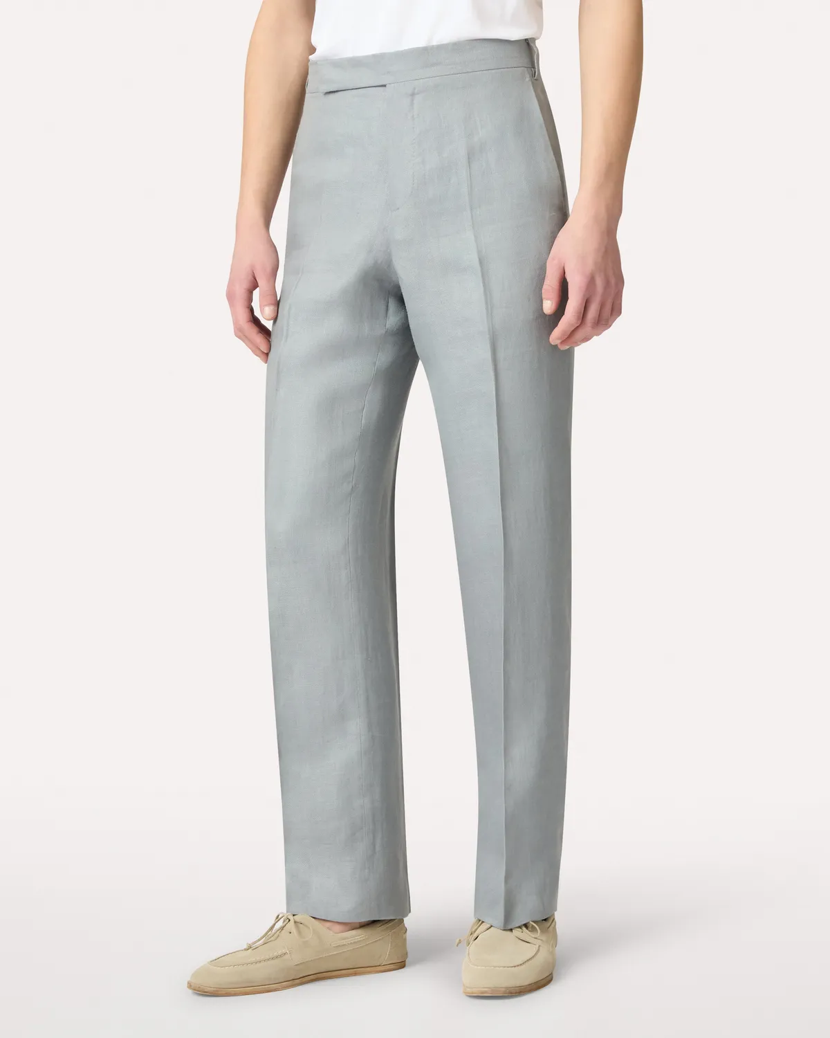 Lardini Pantalone Grigio in Twill Senza Pieghe