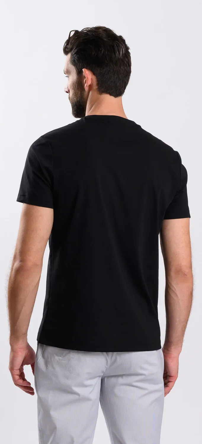 Alain Delon t-shirt nera classica girocollo cotone