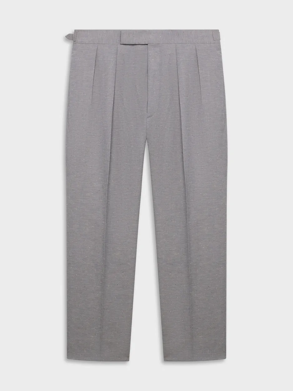 Caruso Pantalone vita alta lana cotone seta grigio