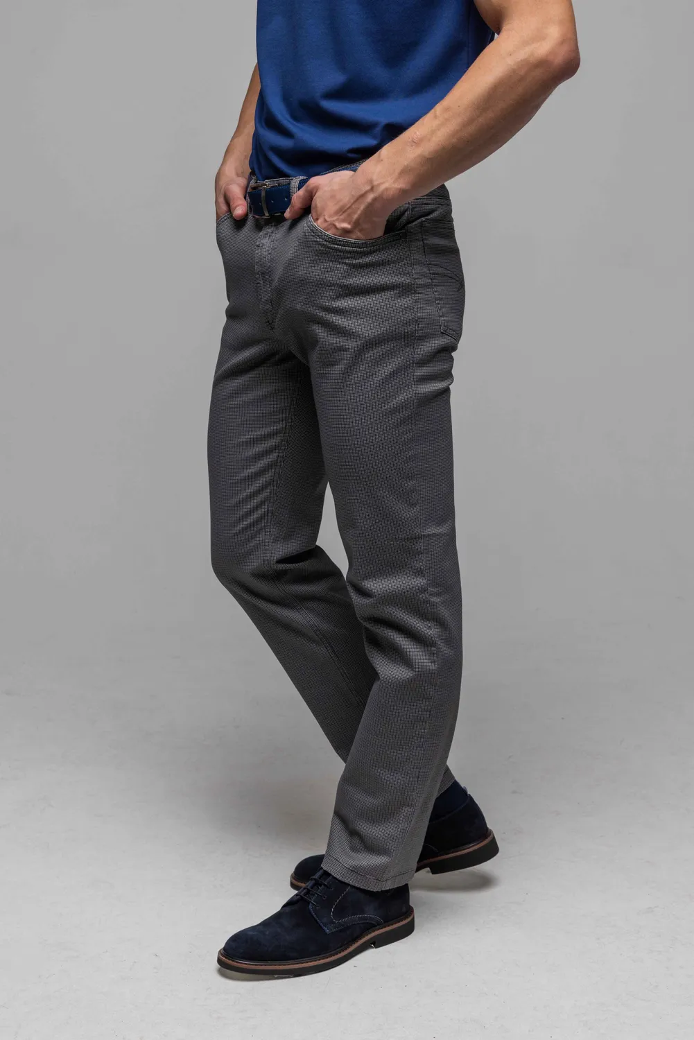 Alain Delon pantaloni casual pied-de-poule marrone grigio