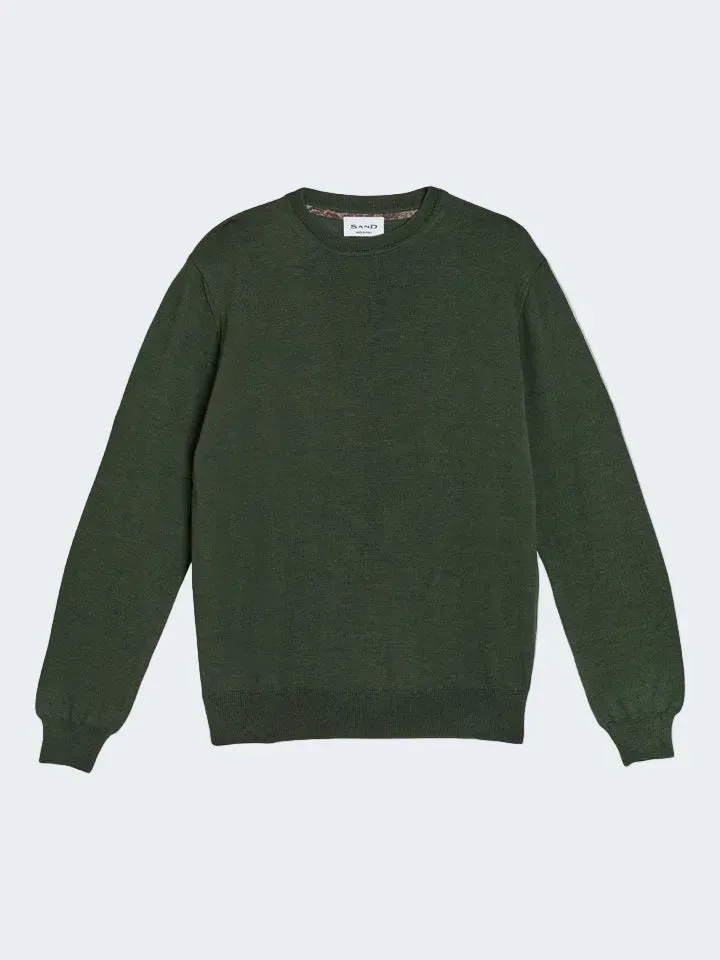 Sand Menswear Merino Iq maglione lana verde scuro