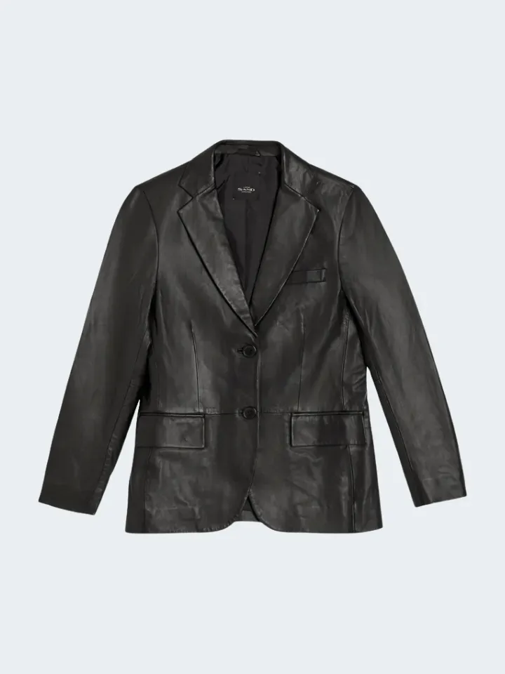 Sand Menswear Rani blazer pelle nera vera