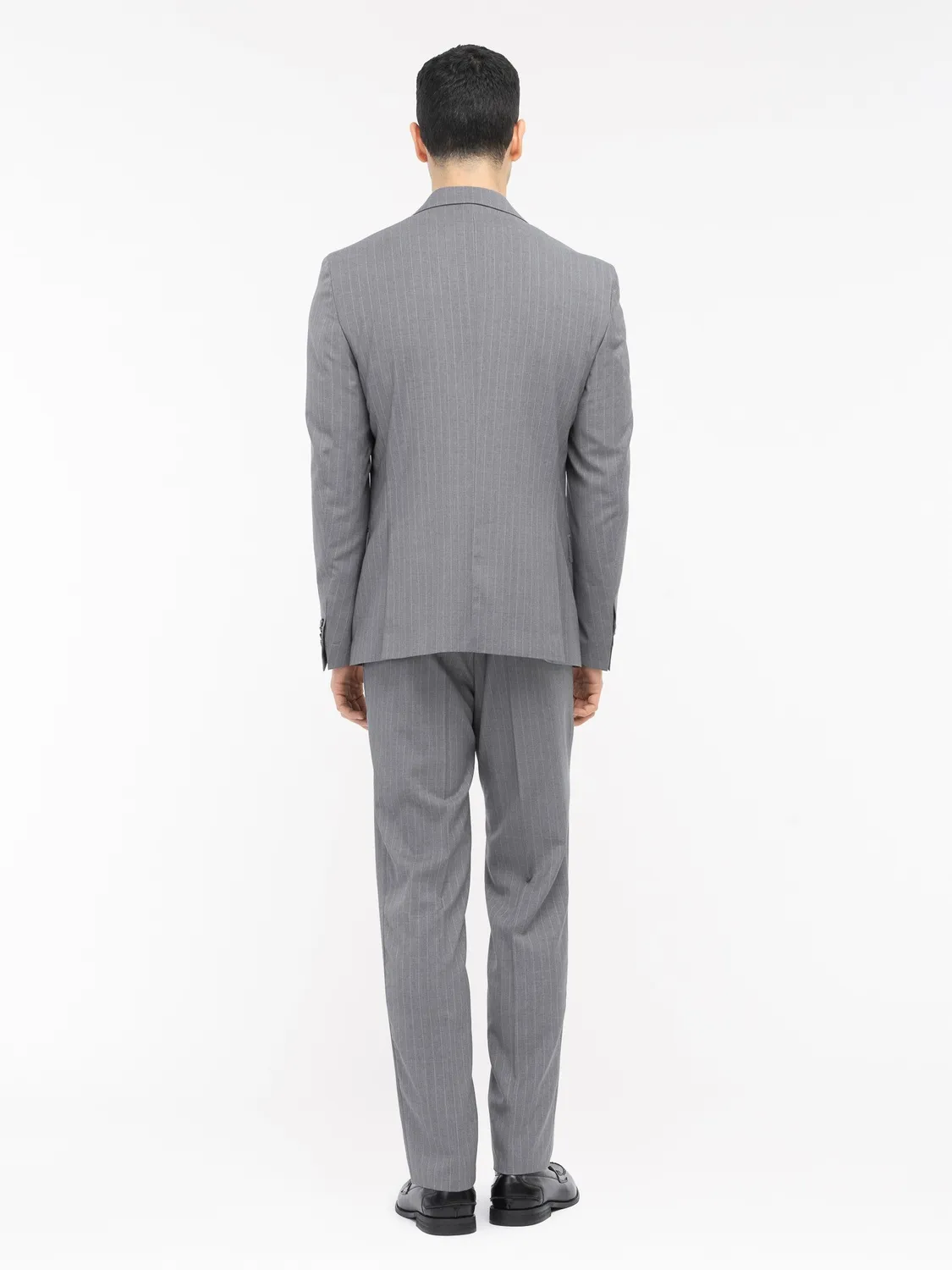Paoloni Abito Gessato Lana Vergine Super 100's Grigio Slim