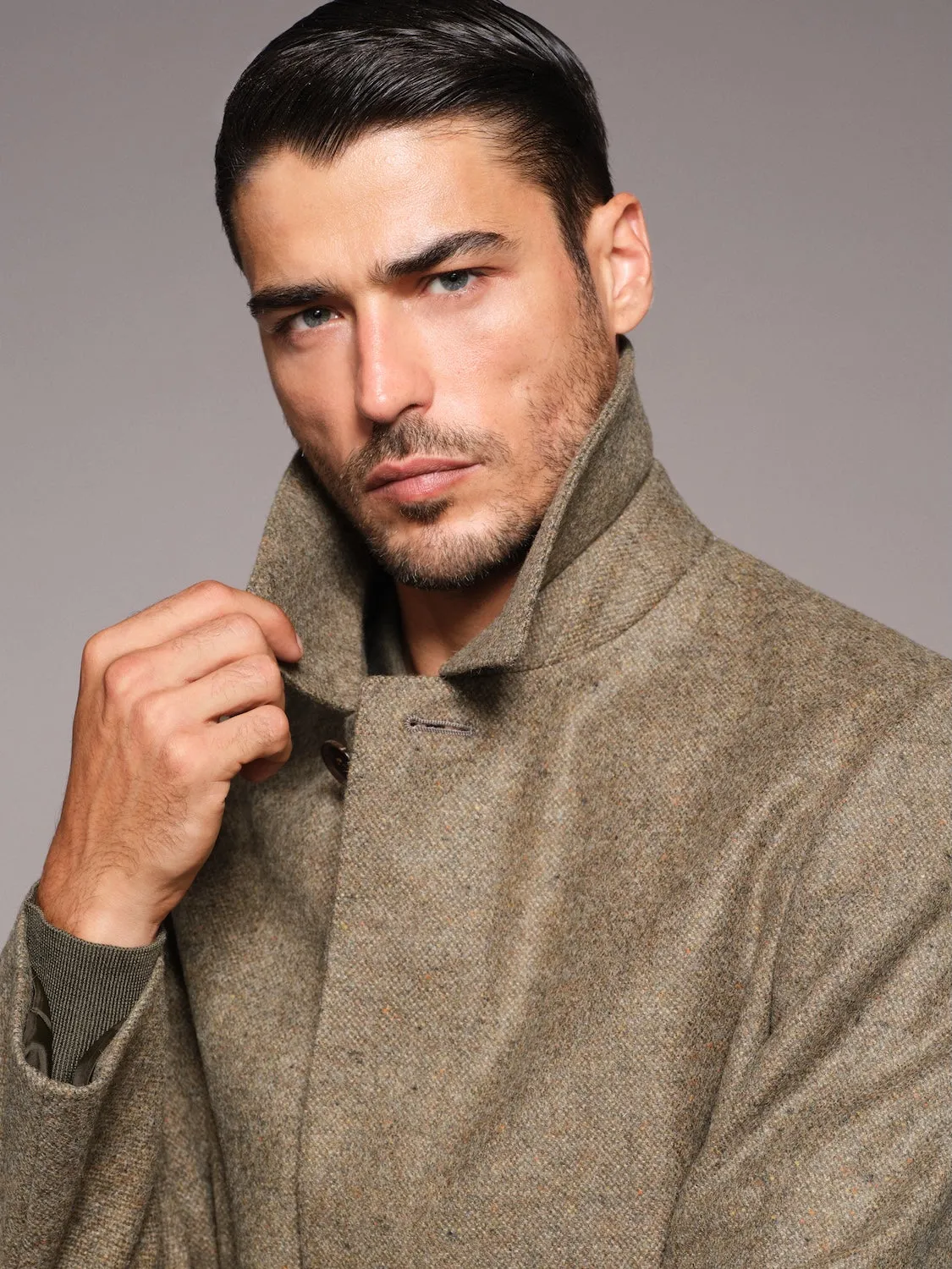 Caruso Butterfly Cappotto Monopetto Lana Verde 4 Bottoni
