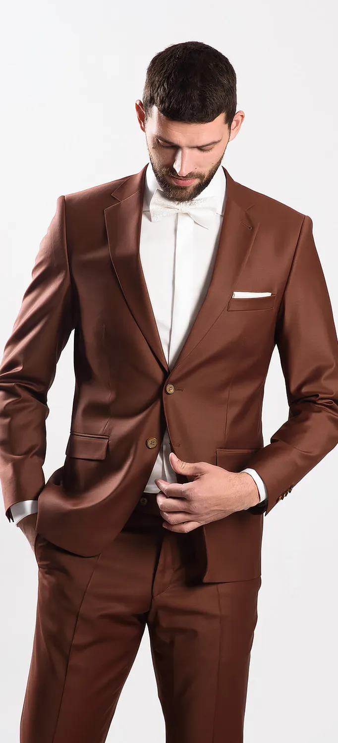 Alain Delon Completo Cannella Slim Fit Lana Matrimonio