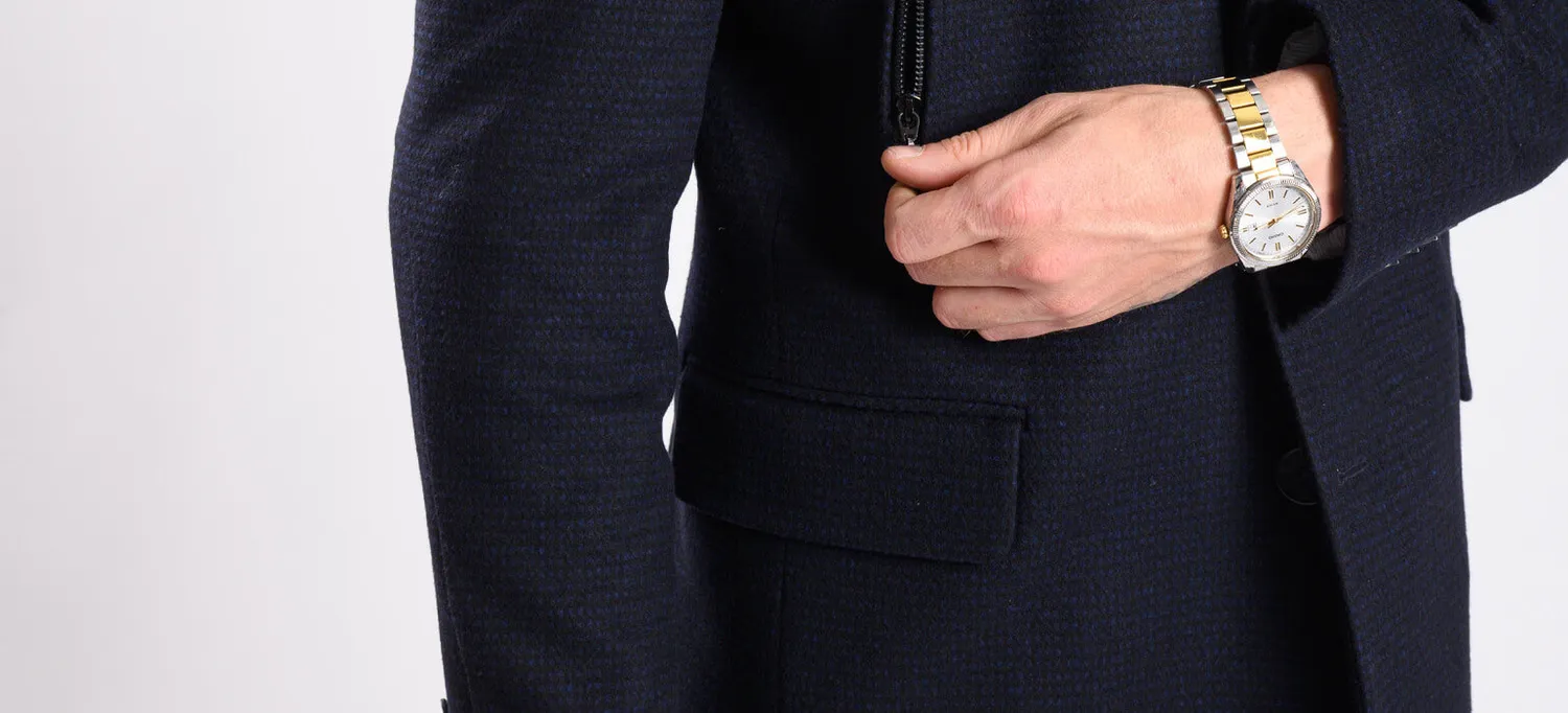 Alain Delon cappotto lana nero-blu taglia 58