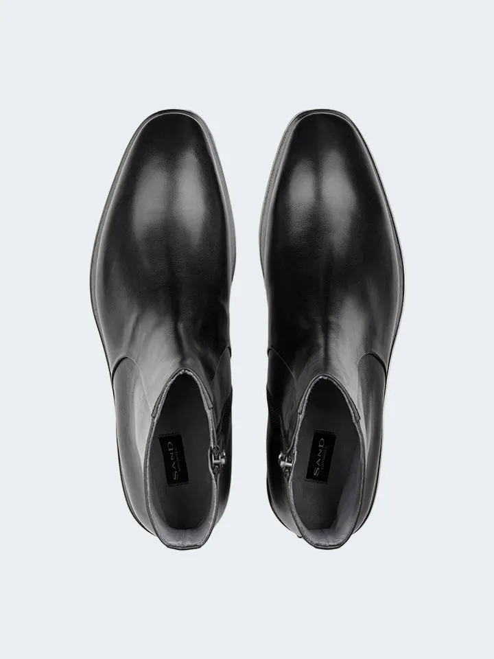 Sand Menswear F853 stivaletti pelle nero ebano tacco basso