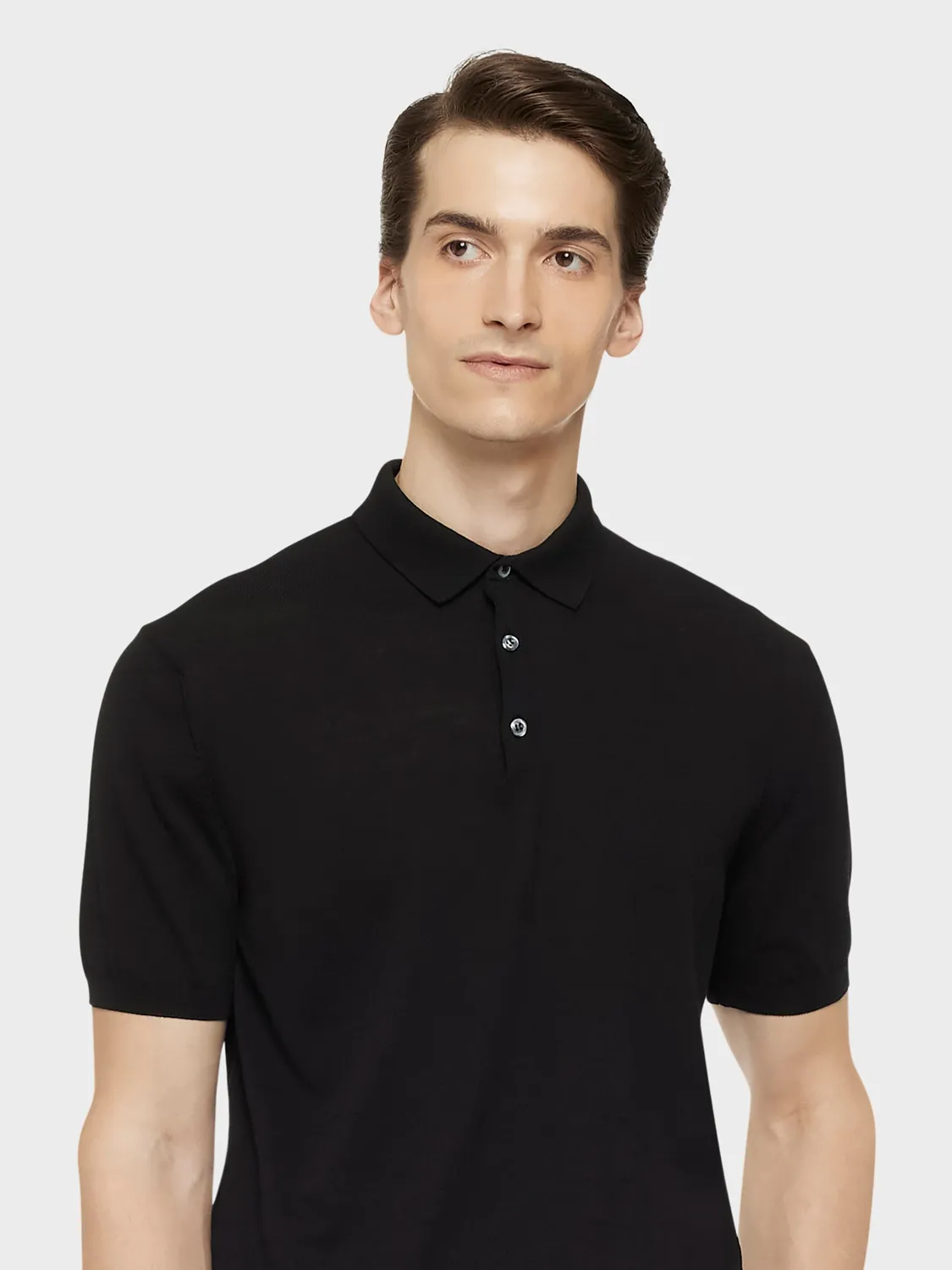 Caruso Butterfly polo cotone nera maniche corte