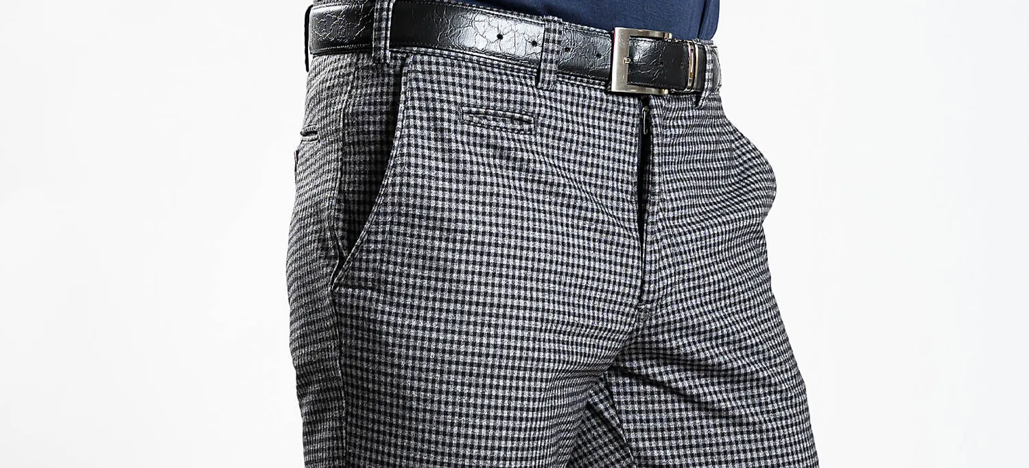 Alain Delon pantalone quadri grigio-nero slim
