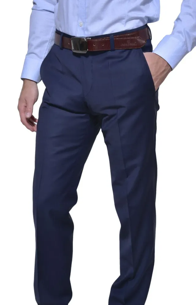 Alain Delon Pantaloni Abito Blu Navy 58 anti-piega