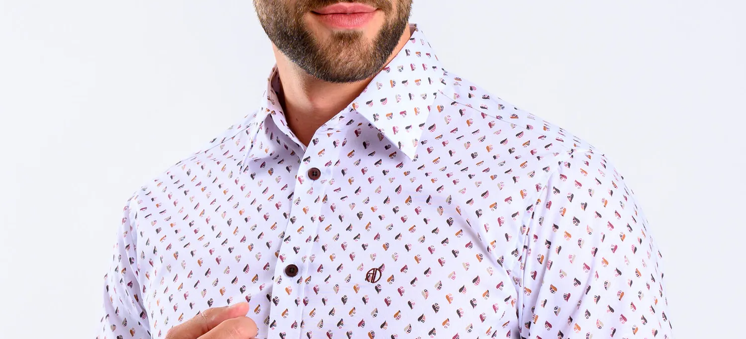 Alain Delon Extra Slim Fit camicia bianca marrone 40