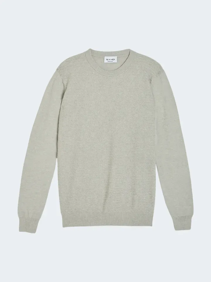 Sand Menswear 5699 Iq maglione girocollo grigio perla lana