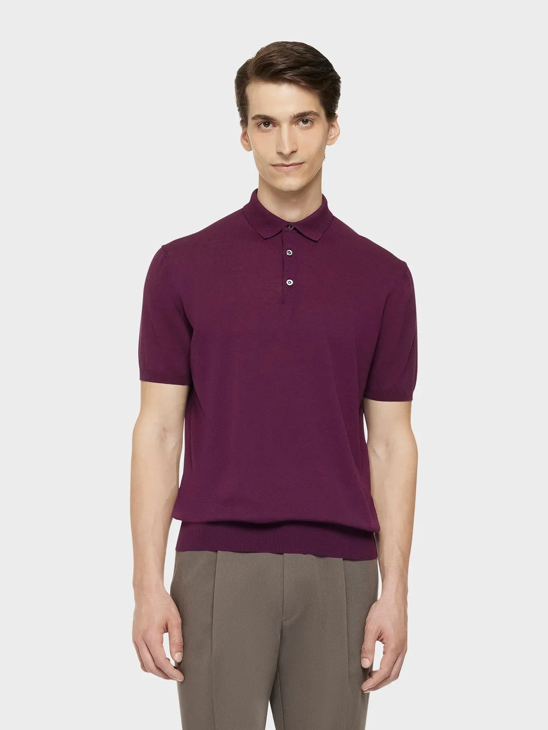 Caruso polo cotone prugna uomo