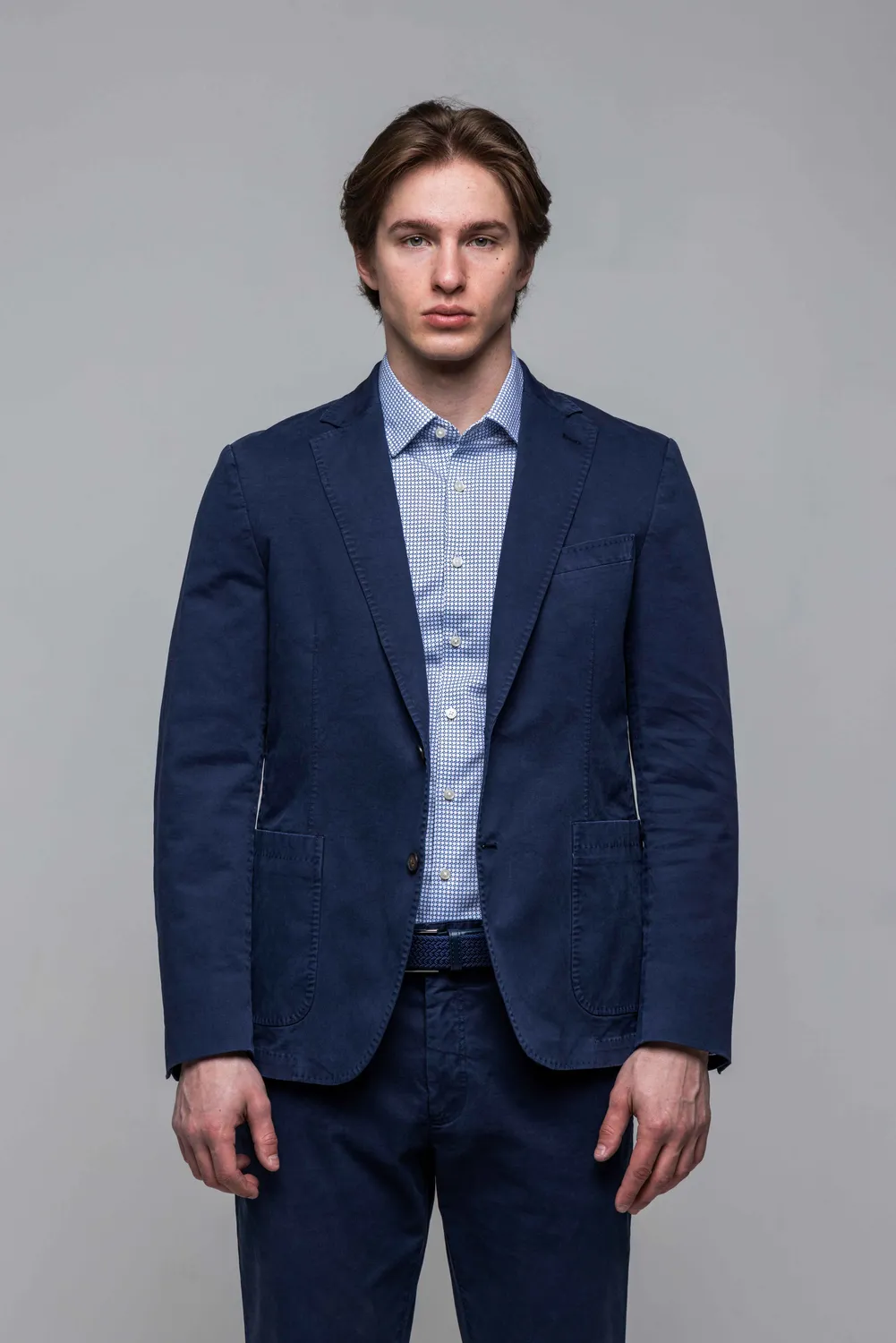Alain Delon Slim Fit blazer cotone blu taglia 50