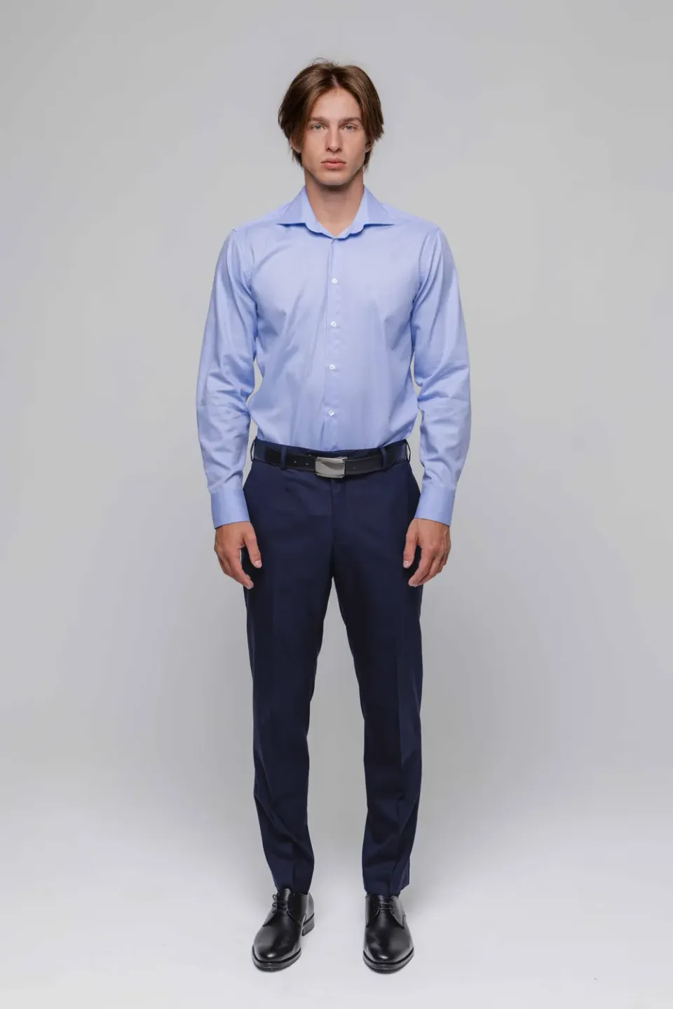 Alain Delon camicia Extra Slim Fit blu micro fantasia cotone