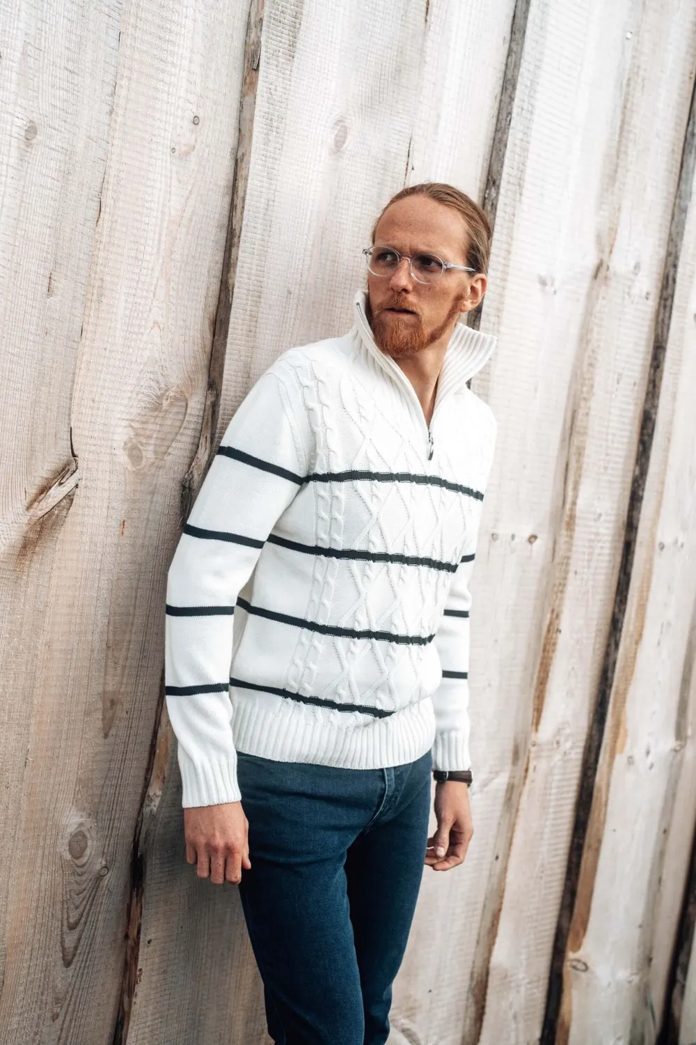 Alain Delon Beige maglione lana merino beige zip M L