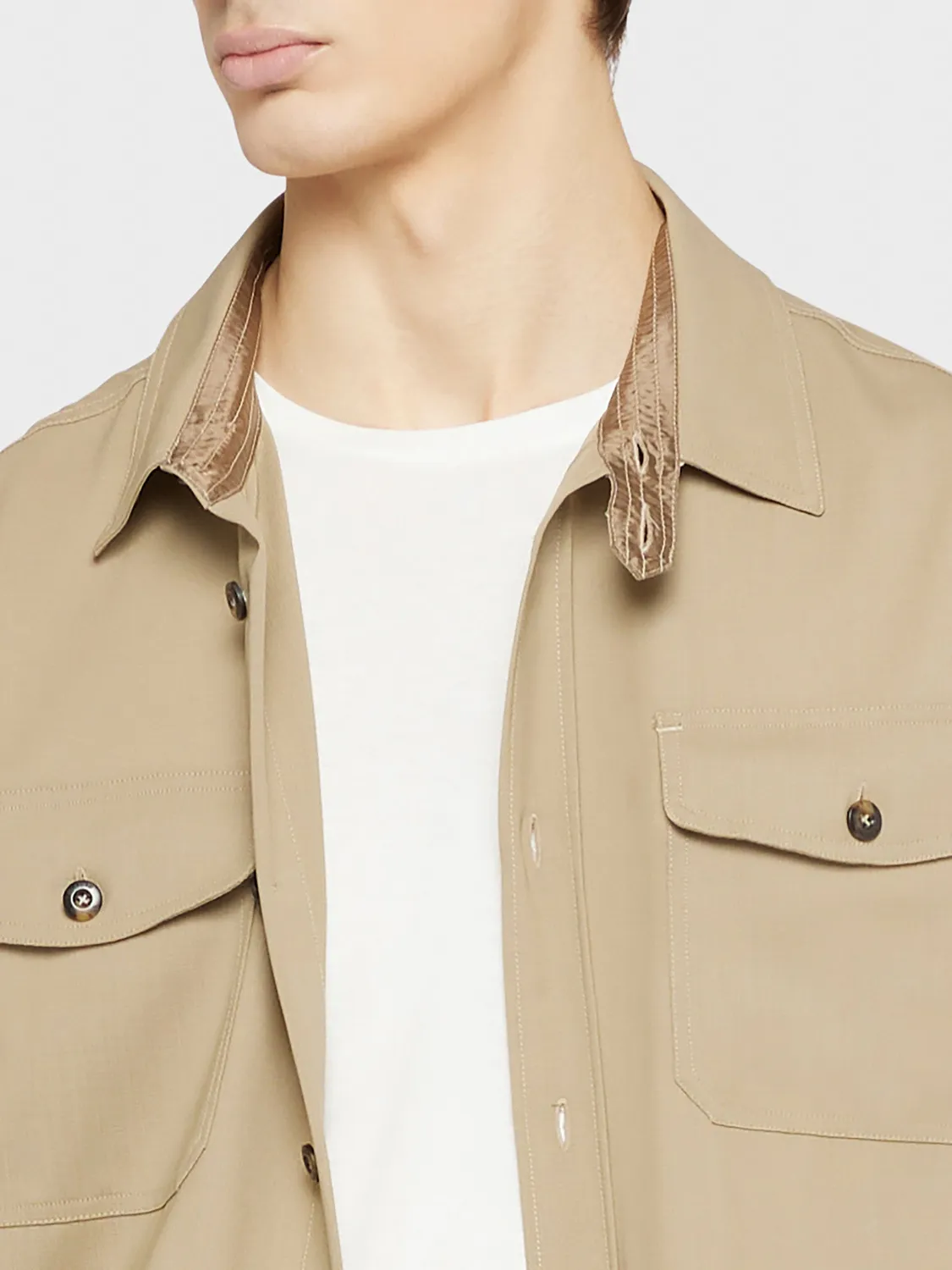 Caruso Aida overshirt Houdini lana sabbia