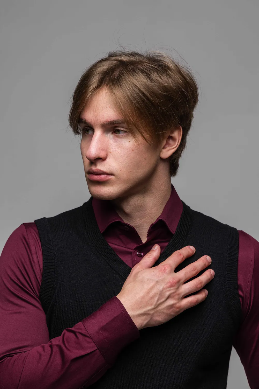 Alain Delon gilet maglia scollo a V nero vestibilità regolare