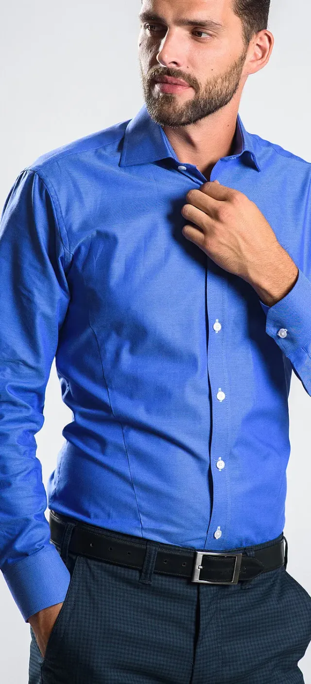 Alain Delon Camicia extra slim blu business cotone