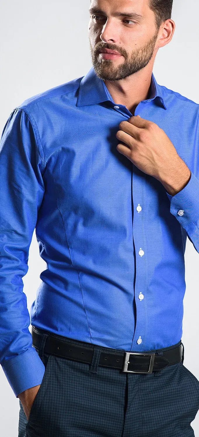 Alain Delon Camicia extra slim blu business cotone