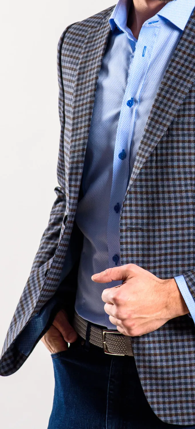 Alain Delon Giacca Quadri Slim Fit Lana Foderata