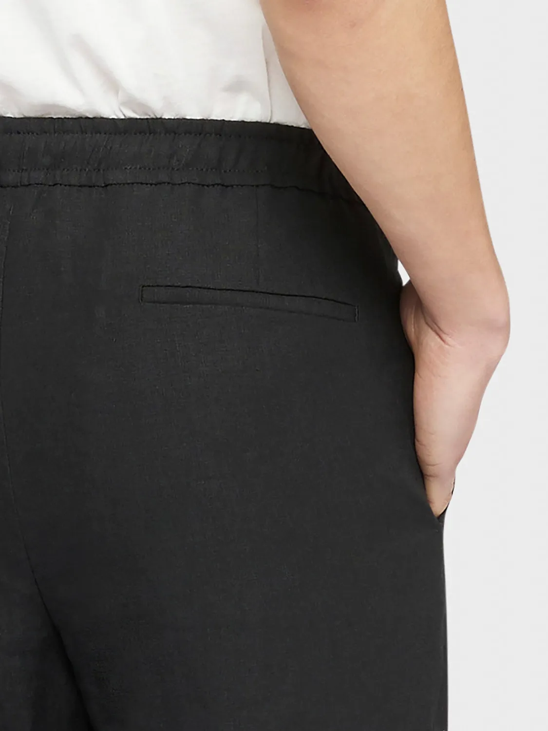 Caruso Norma pantalone lino nero con coulisse