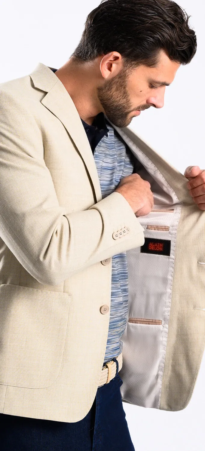 Alain Delon blazer beige lino lana taglia XL leggera