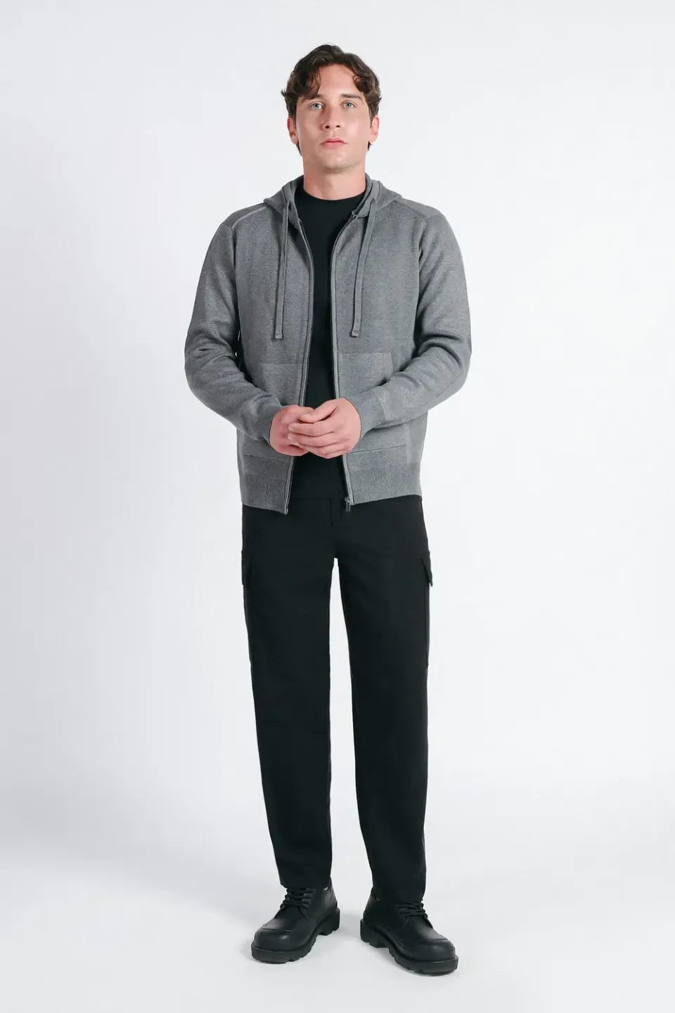 Sonny Bono Maglia Zip Cappuccio Grigio Medio Milano