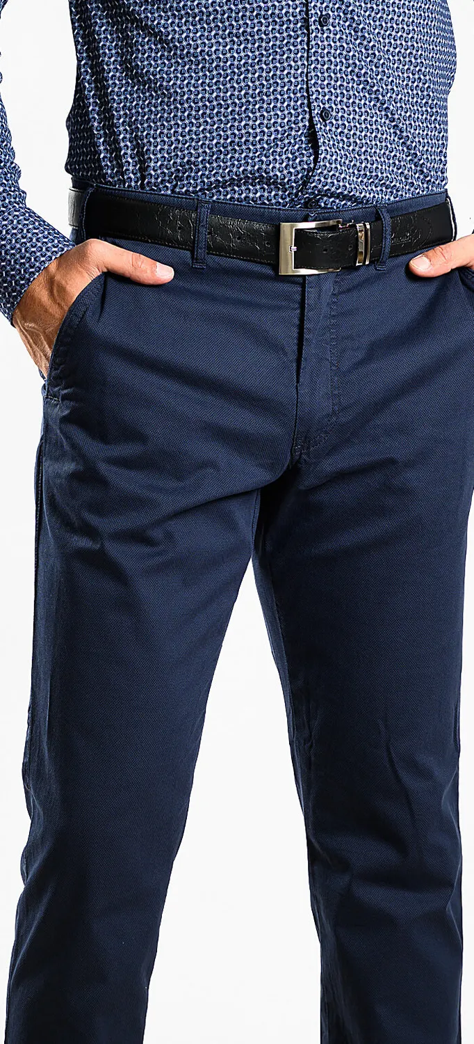 Alain Delon pantalone chino slim blu navy elasticizzato