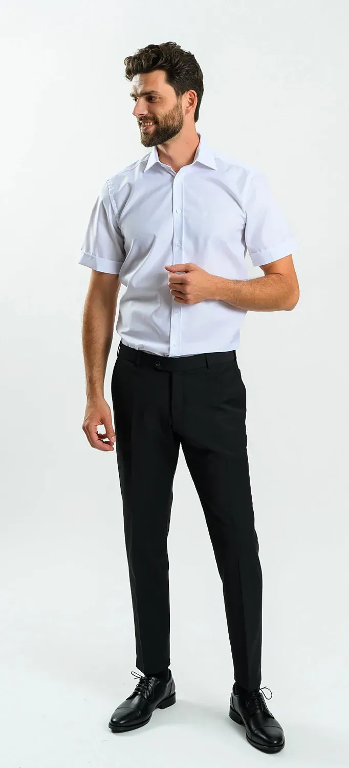 Alain Delon Camicia Classic Fit Bianca Manica Corta