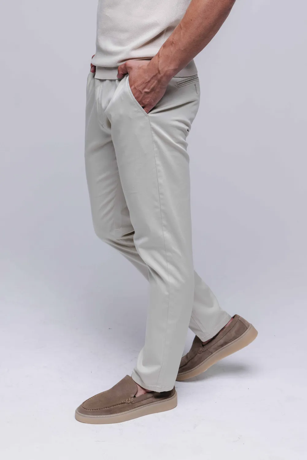 Alain Delon Pantaloni Chinos Beige Cotone elasticizzati