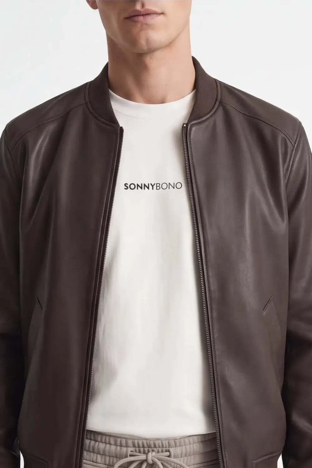 Sonny Bono Bomber giubbotto effetto pelle moro